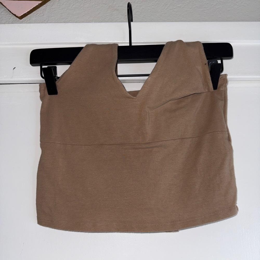 Hollister Tan Halter Top With Tie in Back
